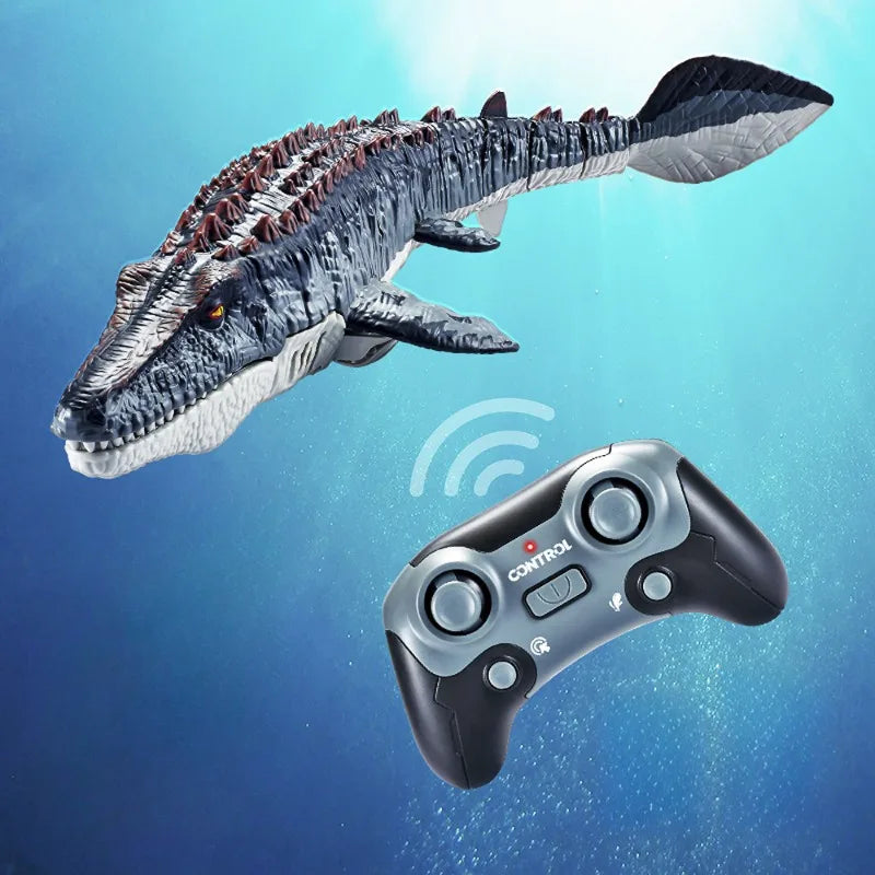 Electric Remote Control Dinosaur Toys for Kids Simulation RC Mosaur with Light Spray Water Children Outdoor Swimming Pool Toy